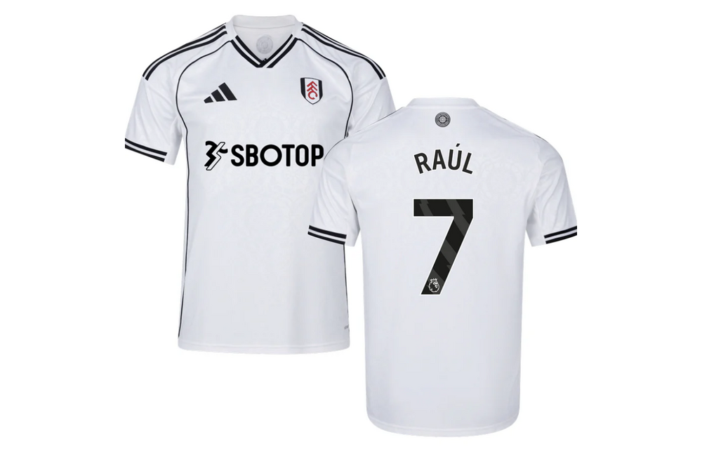 adidas Fulham 2025 - 26 Raul # 9 Home Jersey + PL Patch- White/Black