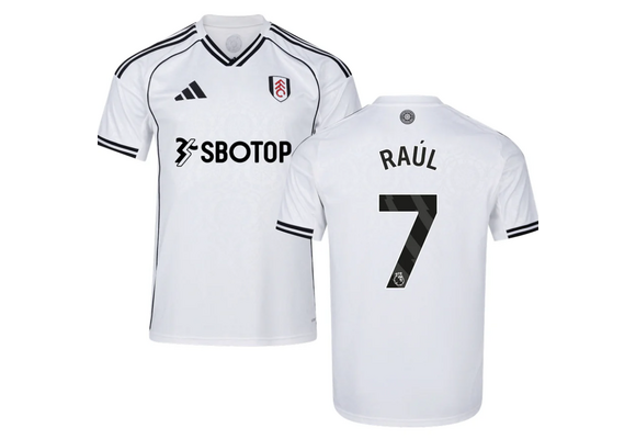 adidas Fulham 2025 - 26 Raul # 9 Home Jersey + PL Patch- White/Black
