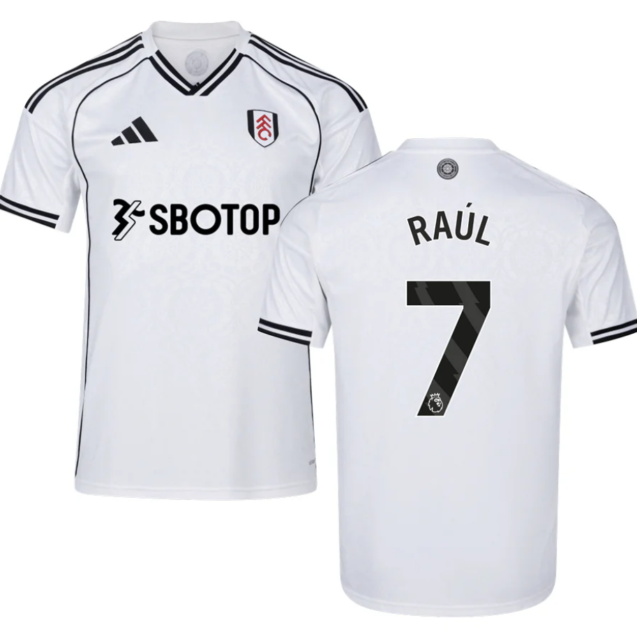 adidas Fulham 2025 - 26 Raul # 9 Home Jersey + PL Patch- White/Black