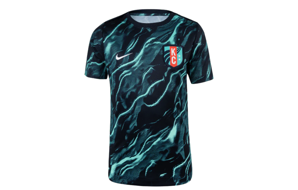 Nike Youth Kansas City KC Current 2025 Prematch Training Jersey - Hyper Turquoise/Dark Obsidian