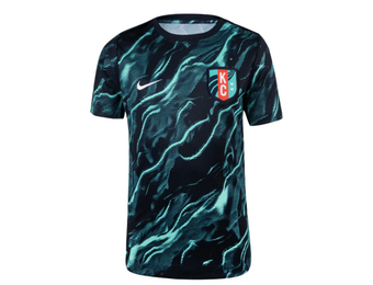 Nike Youth Kansas City KC Current 2025  Prematch Training Jersey - Hyper Turquoise/Dark Obsidian