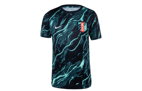 Nike Youth Kansas City KC Current 2025  Prematch Training Jersey - Hyper Turquoise/Dark Obsidian