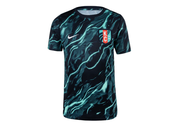 Nike Youth Kansas City KC Current 2025 Prematch Training Jersey - Hyper Turquoise/Dark Obsidian