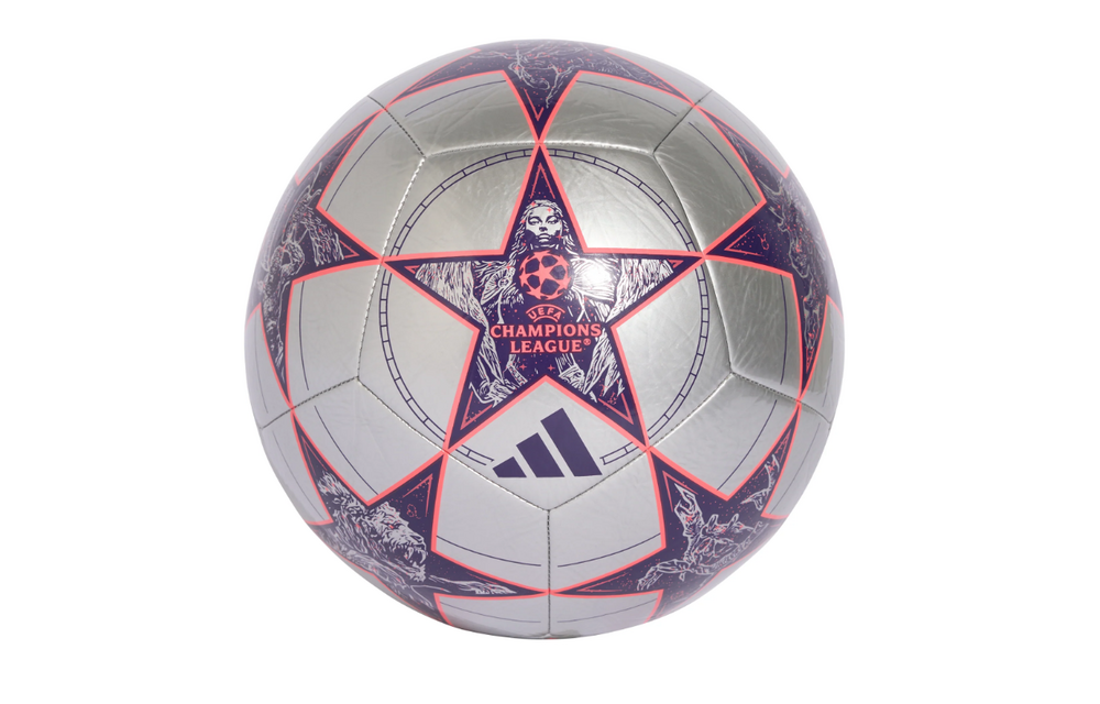 adidas UCL Champions League 2025 - 26 KO Club Ball - Silver Metallic/Dark Purple/Turbo