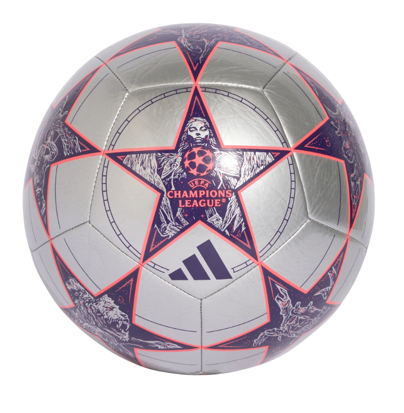 adidas UCL Champions League 2025 - 26 KO Club Ball - Silver Metallic/Dark Purple/Turbo