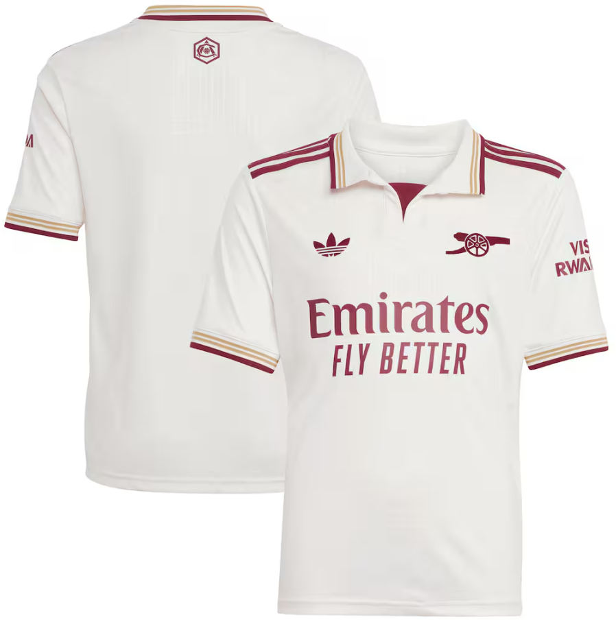 adidas Arsenal 2025 - 26 Youth Third Jersey - Cloud White/Burgundy