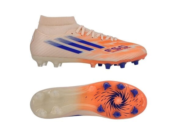 adidas Womens F50 Sparkfusion League Mid FG / MG - Bliss Orange/Lucid Blue/Beam Orange