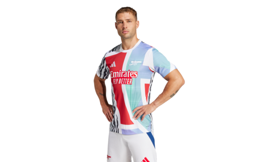 adidas Arsenal 2024 - 25 Prematch Training Jersey- Better Scarlet/White/Black/Clear Aqua