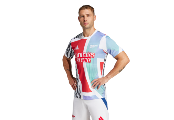 adidas Arsenal 2024 - 25 Prematch Training Jersey- Better Scarlet/White/Black/Clear Aqua
