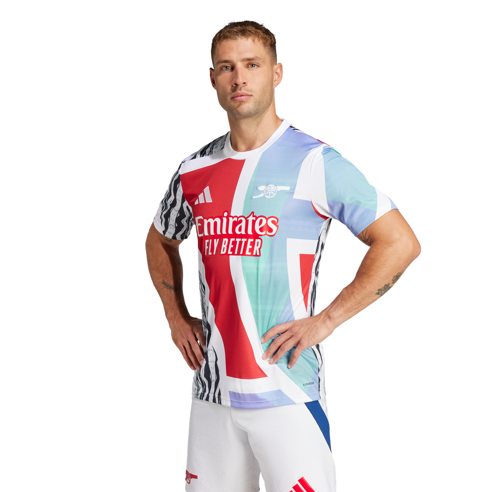 adidas Arsenal 2024 - 25 Prematch Training Jersey- Better Scarlet/White/Black/Clear Aqua