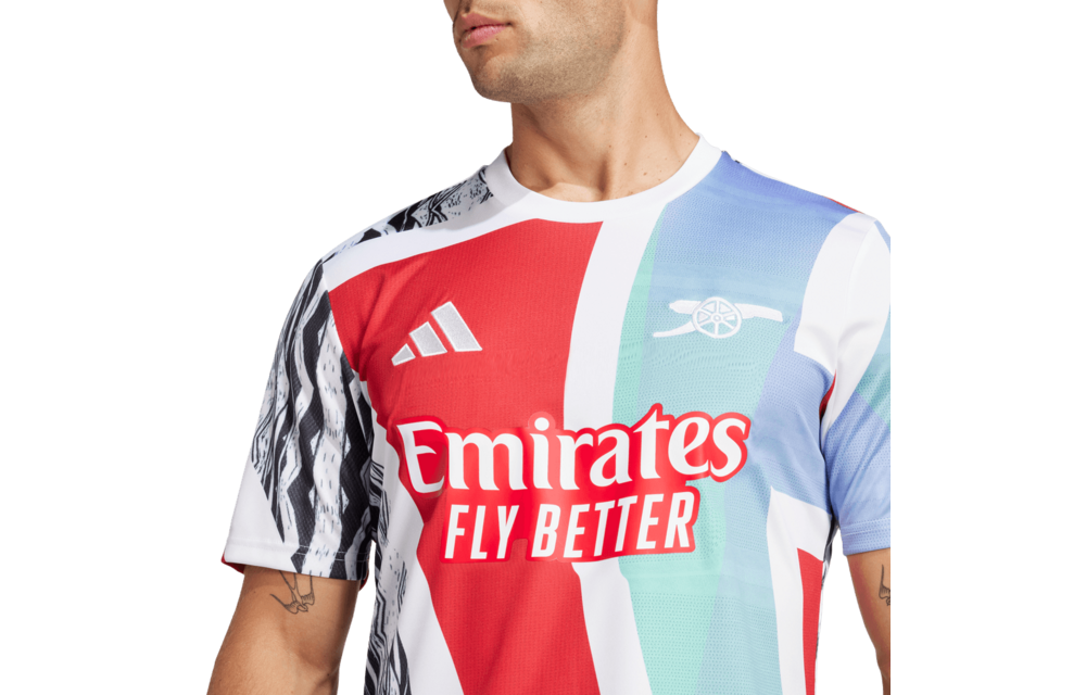 adidas Arsenal 2024 - 25 Prematch Training Jersey- Better Scarlet/White/Black/Clear Aqua