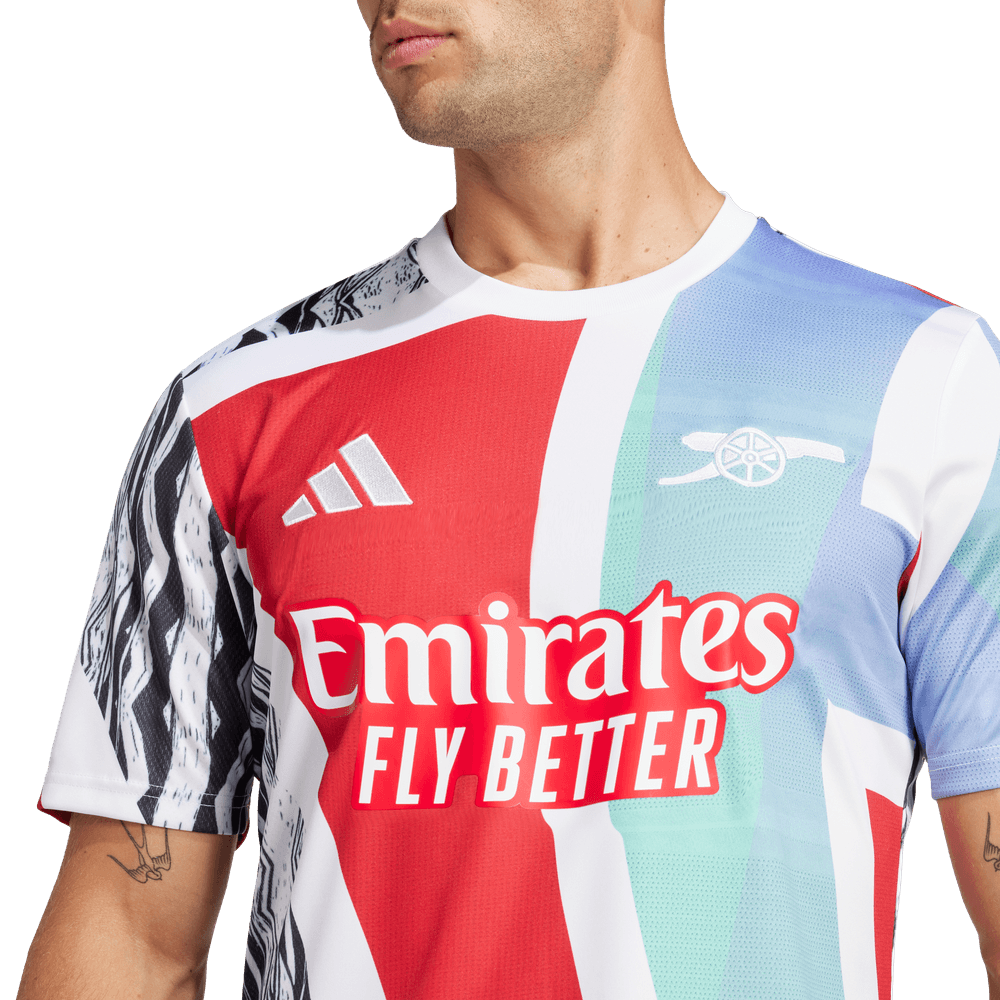 adidas Arsenal 2024 - 25 Prematch Training Jersey- Better Scarlet/White/Black/Clear Aqua