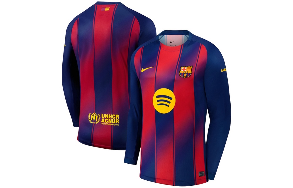 Nike Barcelona 2025 - 26 Long Sleeve Home Jersey - Deep Royal Blue/Noble Red/Midwest Gold