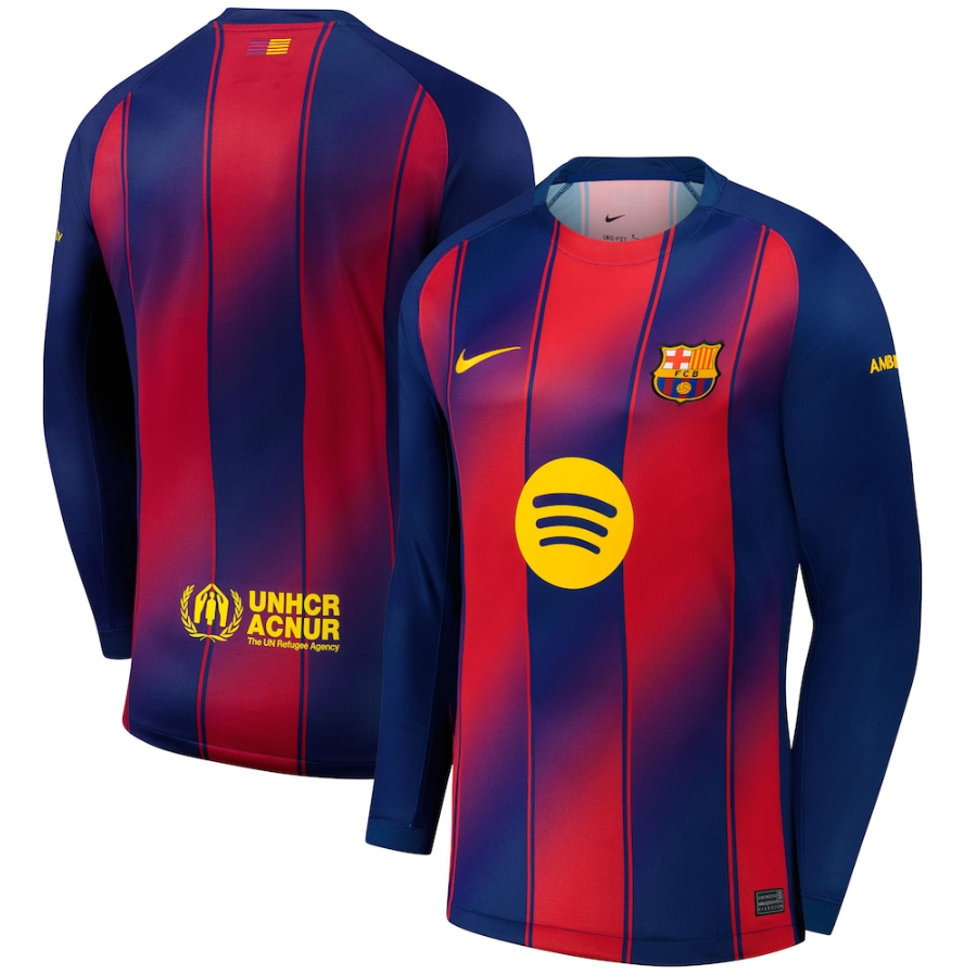 Nike Barcelona 2025 - 26 Long Sleeve Home Jersey - Deep Royal Blue/Noble Red/Midwest Gold