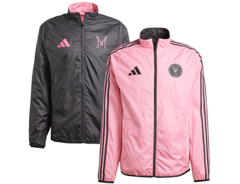 adidas Inter Miami CF MLS 2025 Reversible Anthem Jacket - Black/Pink Bliss