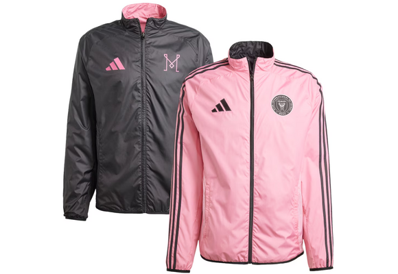 adidas Inter Miami CF MLS 2025 Reversible Anthem Jacket - Black/Pink Bliss