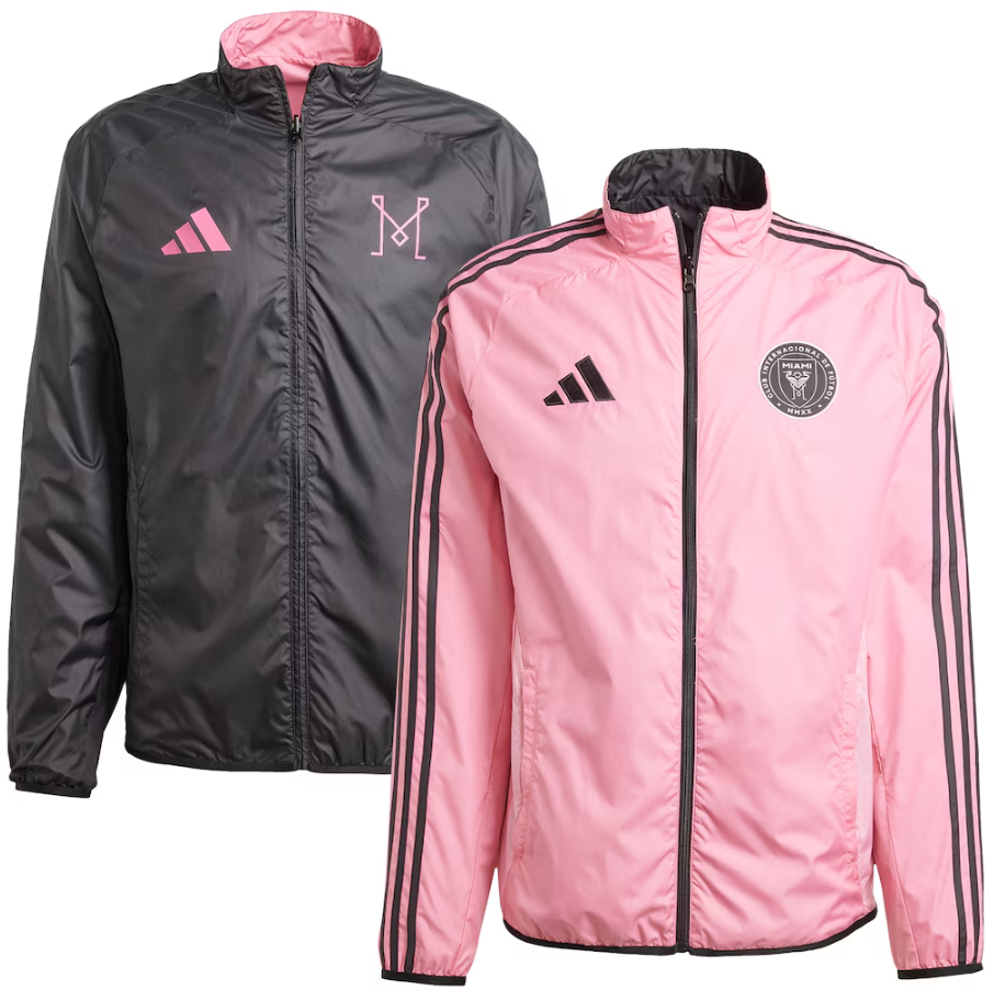 adidas Inter Miami CF MLS 2025 Reversible Anthem Jacket - Black/Pink Bliss