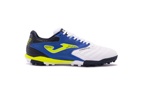 Joma Cancha 2402 Turf Soccer Shoes - White/Royal/Yellow