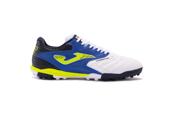Joma Cancha 2402 Turf Soccer Shoes - White/Royal/Yellow