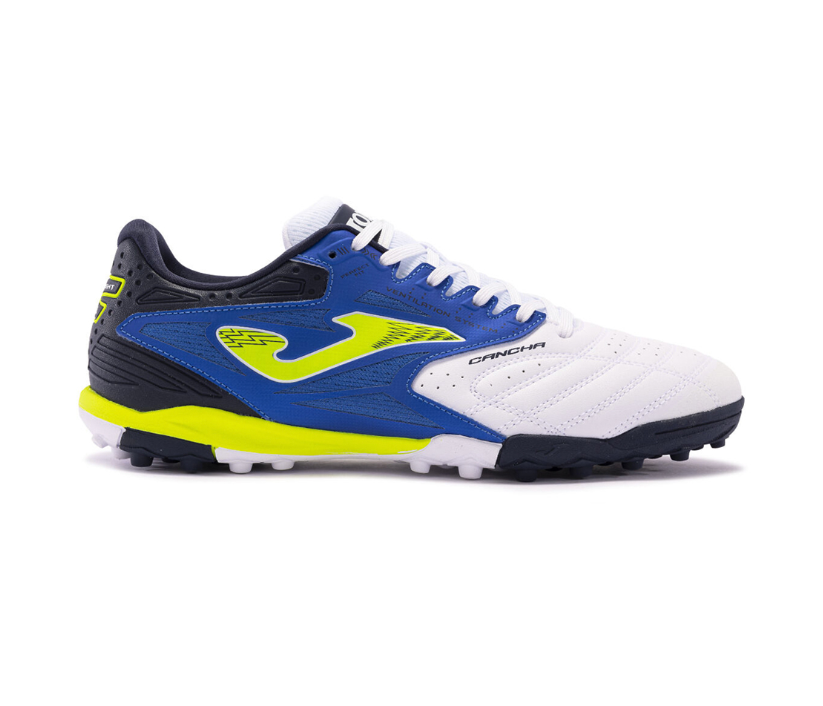 Joma Cancha 2402 Turf Soccer Shoes - White/Royal/Yellow