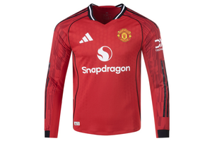 adidas Manchester United 2025 - 26 Authentic Long Sleeve Home Jersey - Red
