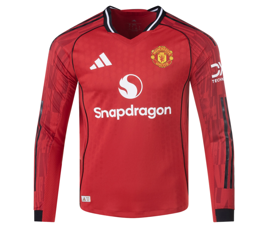 adidas Manchester United 2025 - 26 Authentic Long Sleeve Home Jersey - Red
