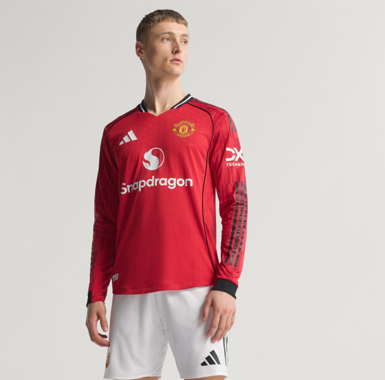 adidas Manchester United 2025 - 26 Authentic Long Sleeve Home Jersey - Red