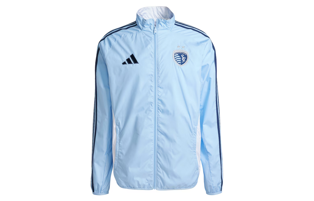 adidas Sporting Kansas City MLS 2025 - 26 Reversible Anthem Jacket - Glow Blue/White