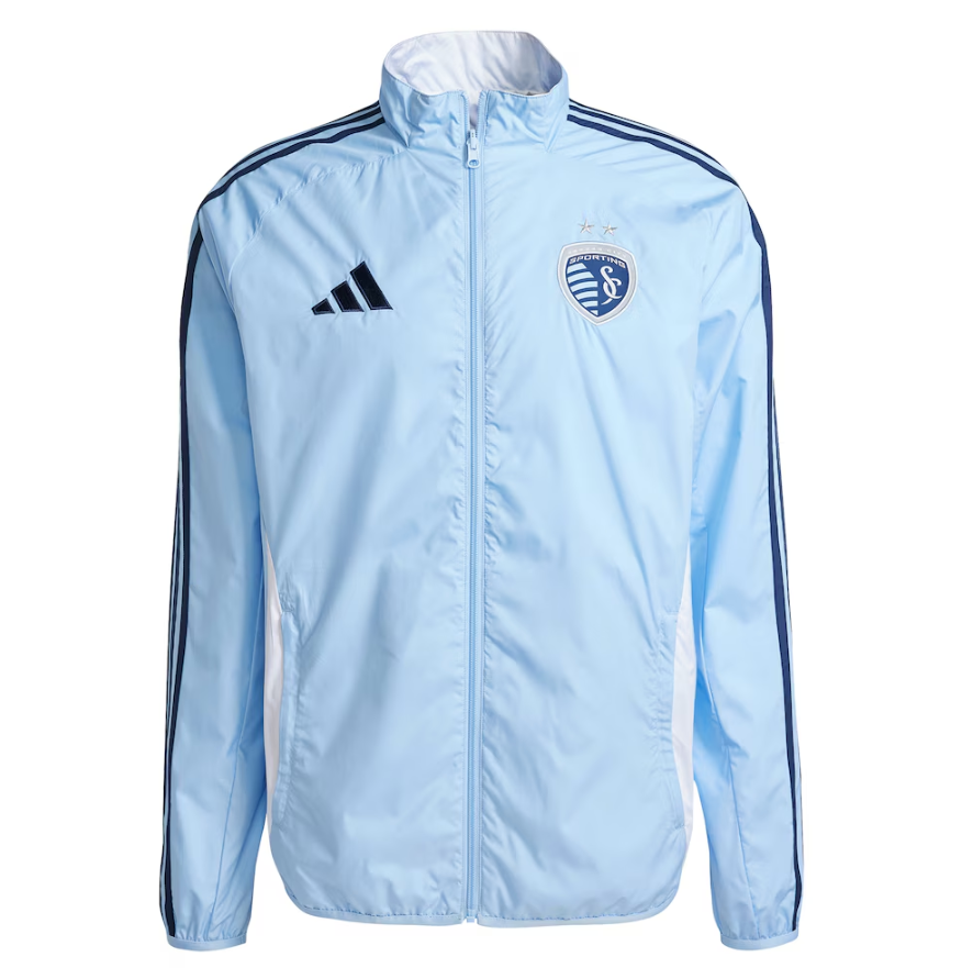 adidas Sporting Kansas City MLS 2025 - 26 Reversible Anthem Jacket - Glow Blue/White