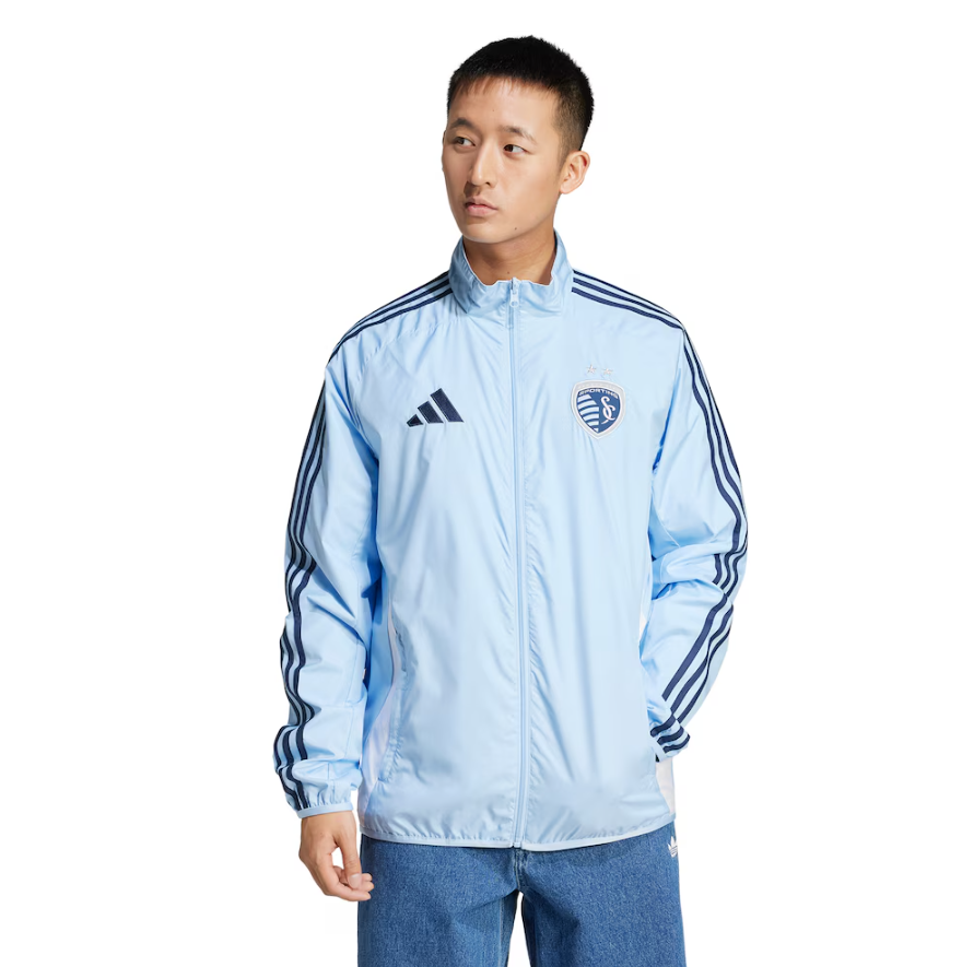 adidas Sporting Kansas City MLS 2025 - 26 Reversible Anthem Jacket - Glow Blue/White