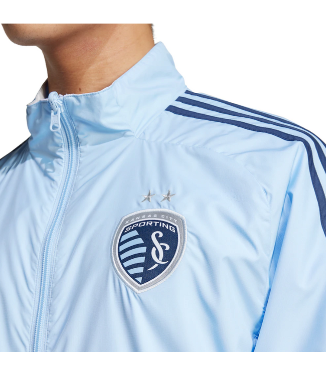 adidas adidas Sporting Kansas City MLS 2025 - 26 Reversible Anthem Jacket - Glow Blue/White
