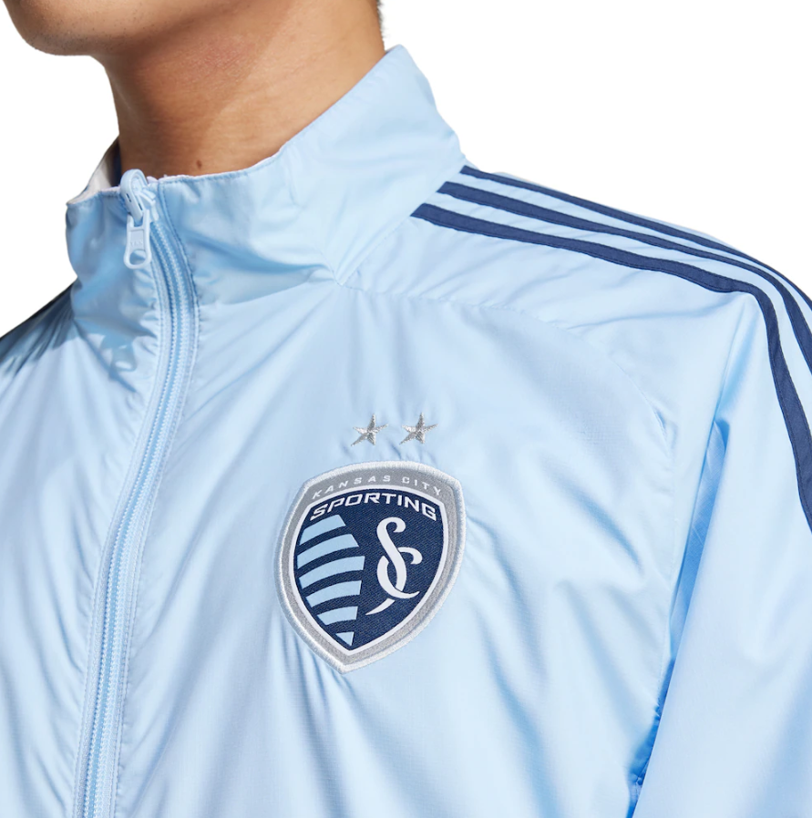 adidas Sporting Kansas City MLS 2025 - 26 Reversible Anthem Jacket - Glow Blue/White