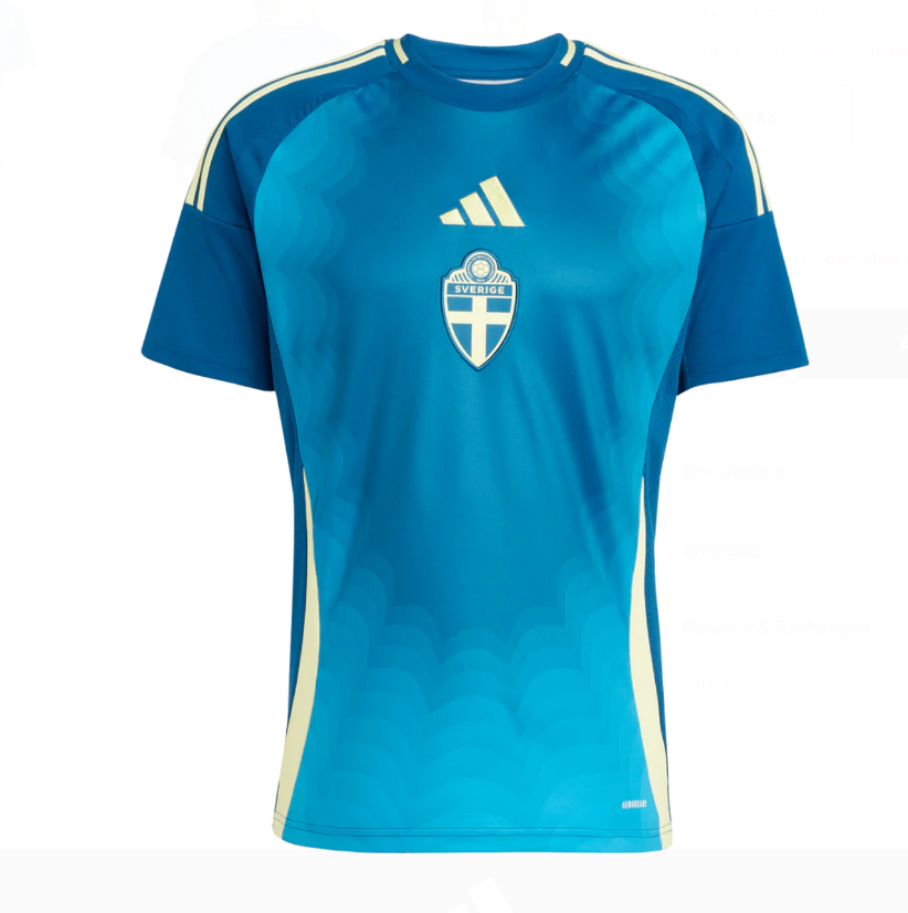 adidas Sweden Euro 2025 Away Jersey - Blue