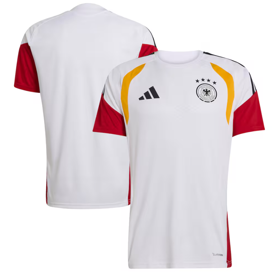 adidas Germany World Cup 2026 Tiro Prematch Training Jersey - White/Red/Yellow