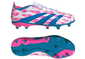 adidas Jr Predator League TF FG Soccer Shoes - Cloud White/Solar Blue/Pink
