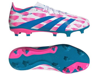 adidas Jr Predator League TF FG Soccer Shoes - Cloud White/Solar Blue/Pink
