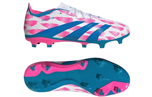 adidas Jr Predator League TF FG Soccer Shoes - Cloud White/Solar Blue/Pink