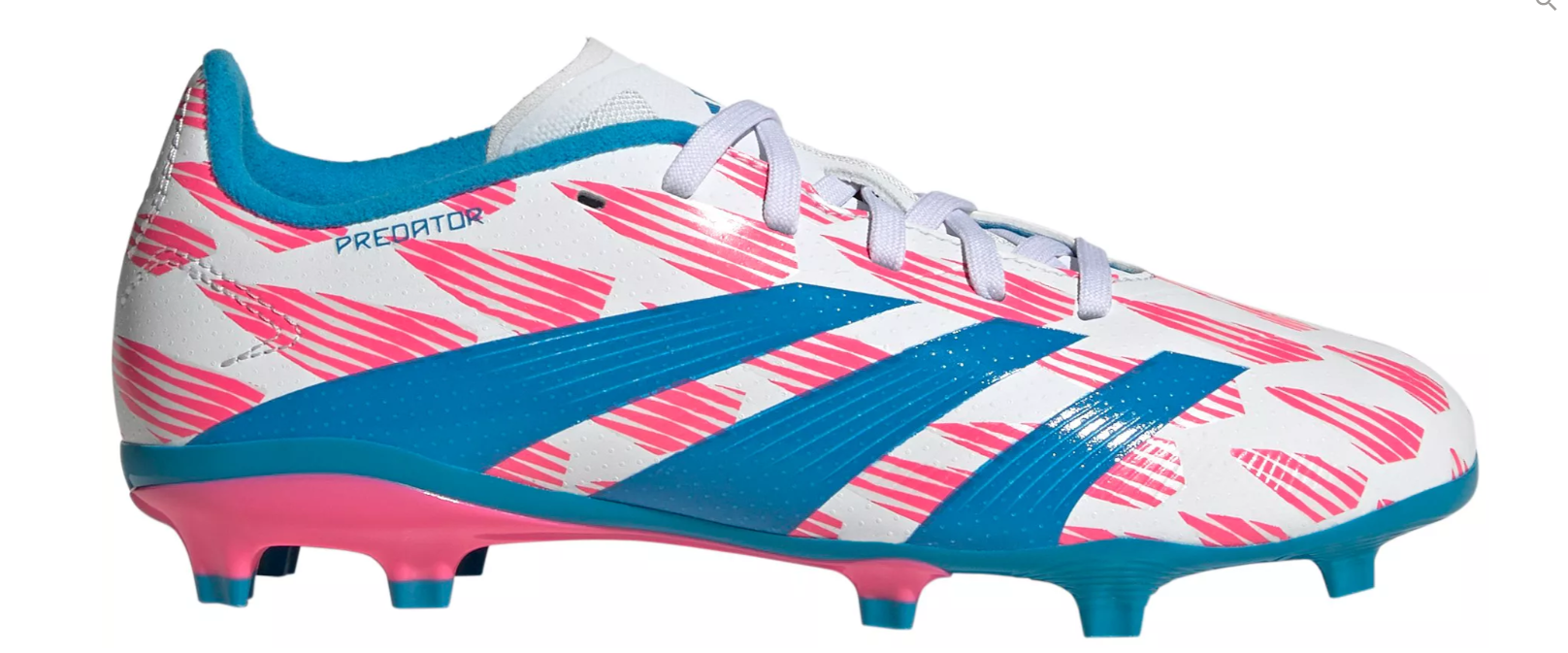 adidas Jr Predator League TF FG Soccer Shoes - Cloud White/Solar Blue/Pink