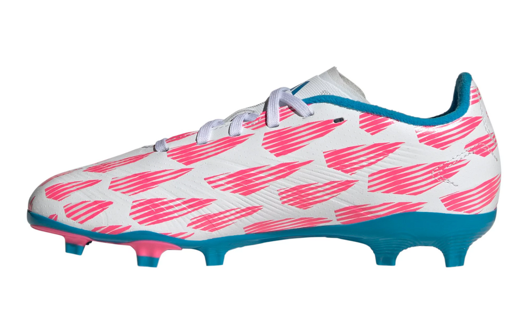 adidas Jr Predator League TF FG Soccer Shoes - Cloud White/Solar Blue/Pink