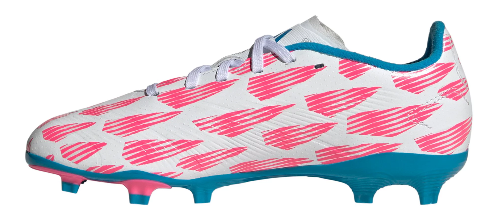 adidas Jr Predator League TF FG Soccer Shoes - Cloud White/Solar Blue/Pink