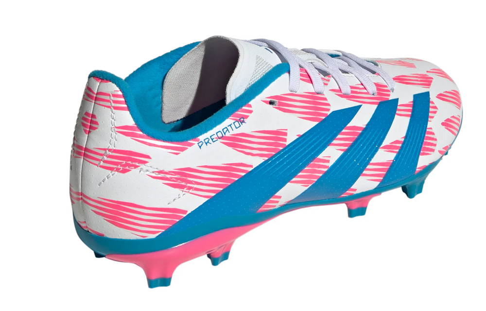 adidas Jr Predator League TF FG Soccer Shoes - Cloud White/Solar Blue/Pink