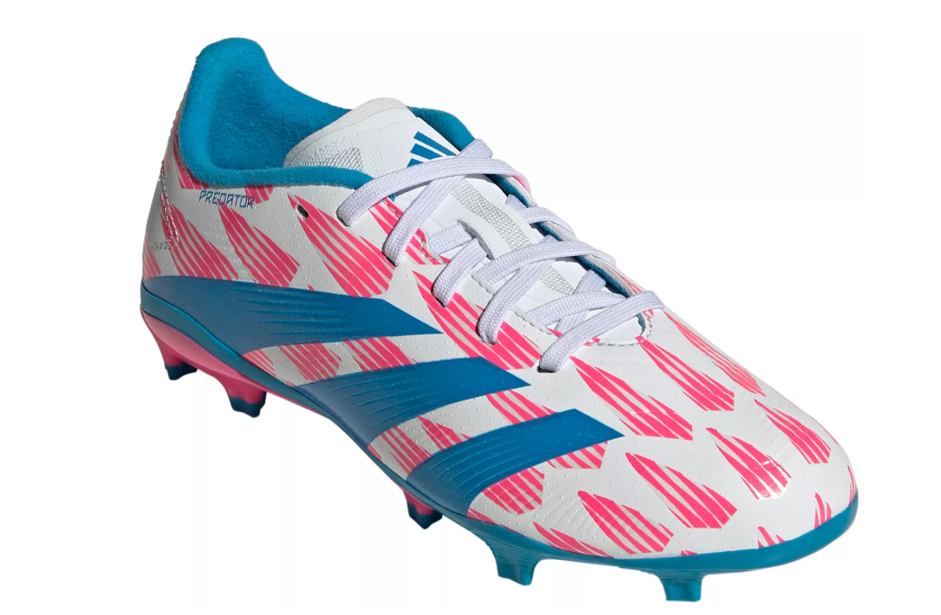 adidas Jr Predator League TF FG Soccer Shoes - Cloud White/Solar Blue/Pink