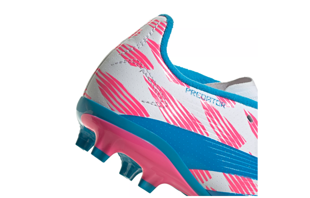 adidas Jr Predator League TF FG Soccer Shoes - Cloud White/Solar Blue/Pink