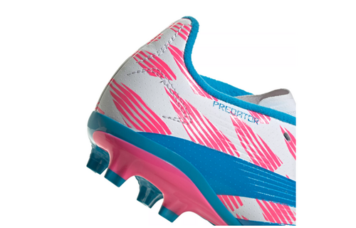 adidas Jr Predator League TF FG Soccer Shoes - Cloud White/Solar Blue/Pink