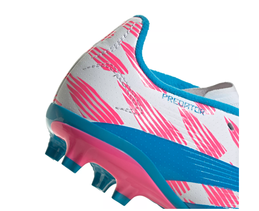 adidas Jr Predator League TF FG Soccer Shoes - Cloud White/Solar Blue/Pink