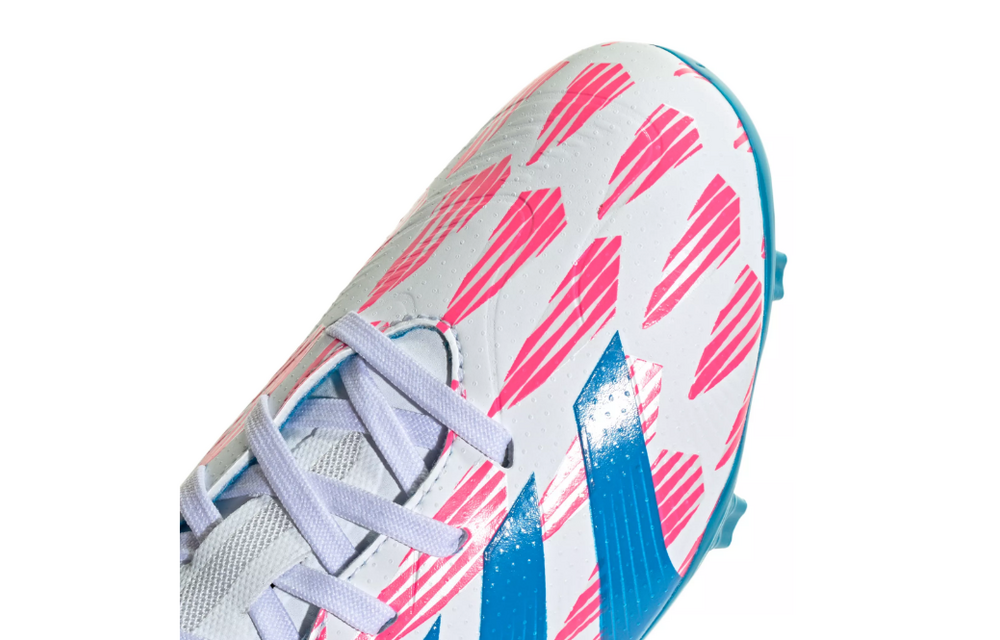 adidas Jr Predator League TF FG Soccer Shoes - Cloud White/Solar Blue/Pink