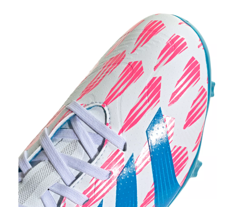adidas Jr Predator League TF FG Soccer Shoes - Cloud White/Solar Blue/Pink