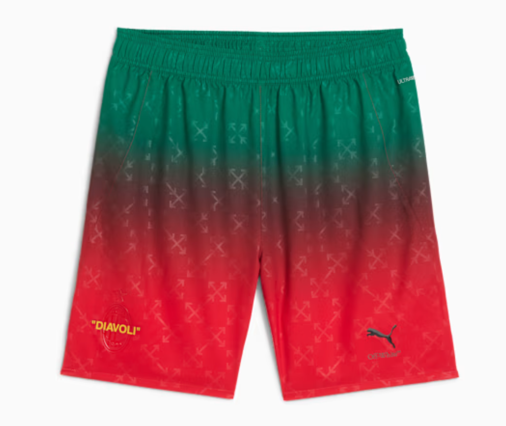 Puma AC Milan x Off White 2025 Authentic Home Shorts - Red/Black/Green