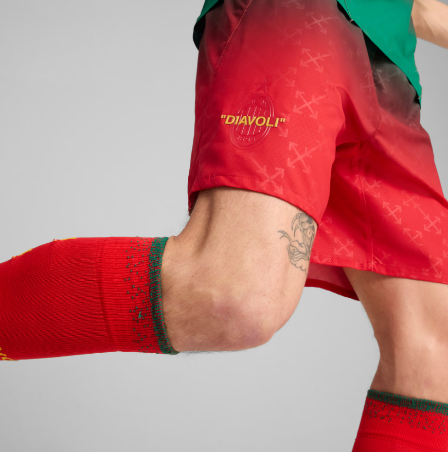 Puma AC Milan x Off White 2025 Authentic Home Shorts - Red/Black/Green