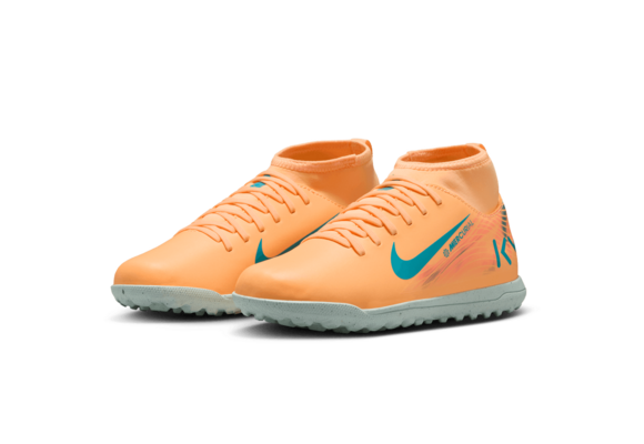 Nike Jr Mercurial Superfly 10 KM Mbappe Club TF Turf Shoes - Melon Tint/Igloo/Neo Turquoise